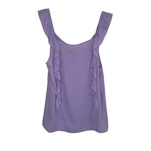 Loft Ruffle Lavender Tank Top Womens Size M Elegant Relaxed Fit NWT